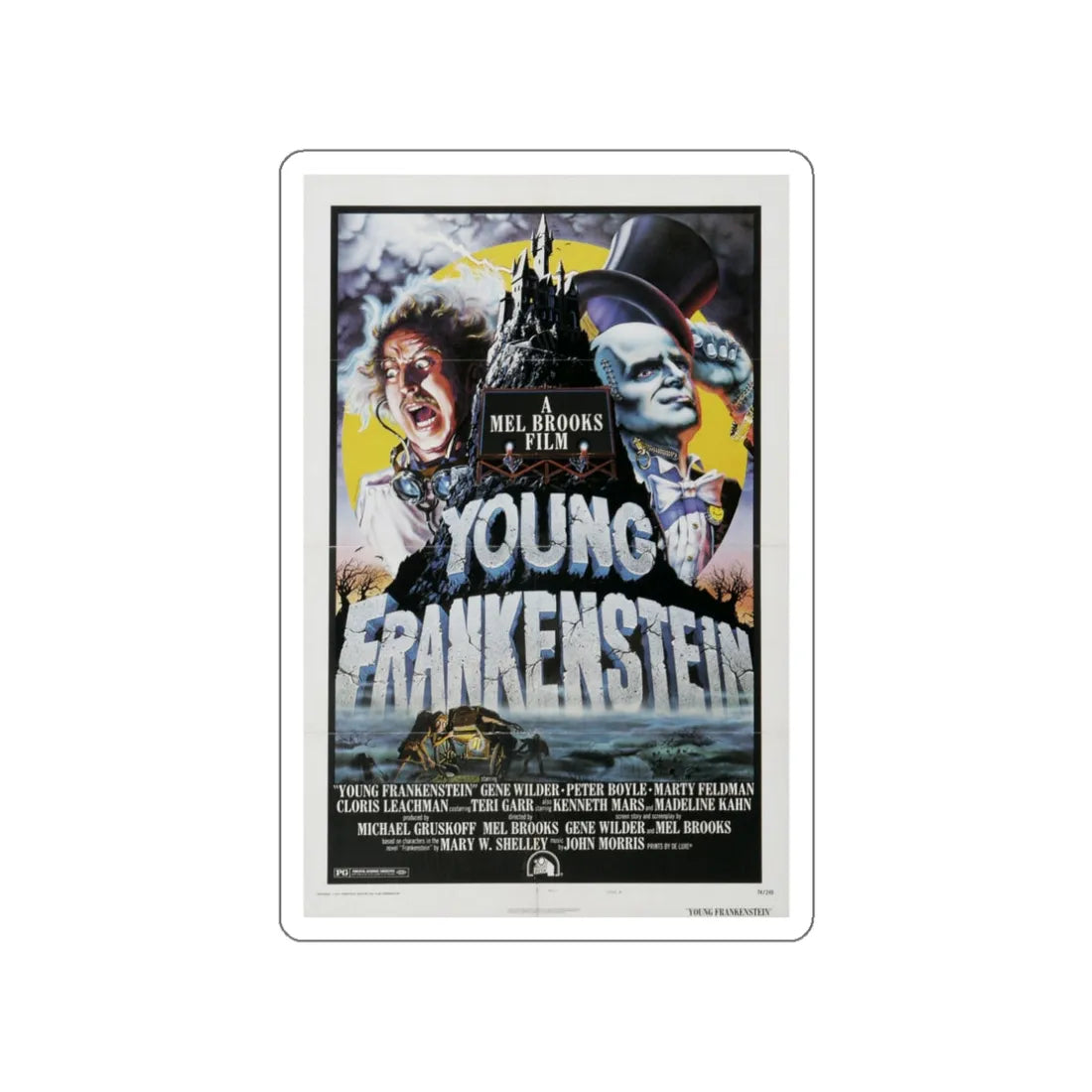 YOUNG FRANKENSTEIN 1974 Movie Poster STICKER Vinyl Die-Cut Decal 3 Inch - The Sticker Space
