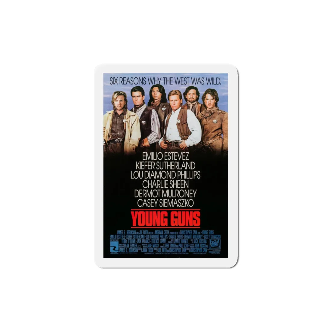 Young Guns 1988 Movie Poster Refrigerator Magnet 3 Inch - The Sticker Space