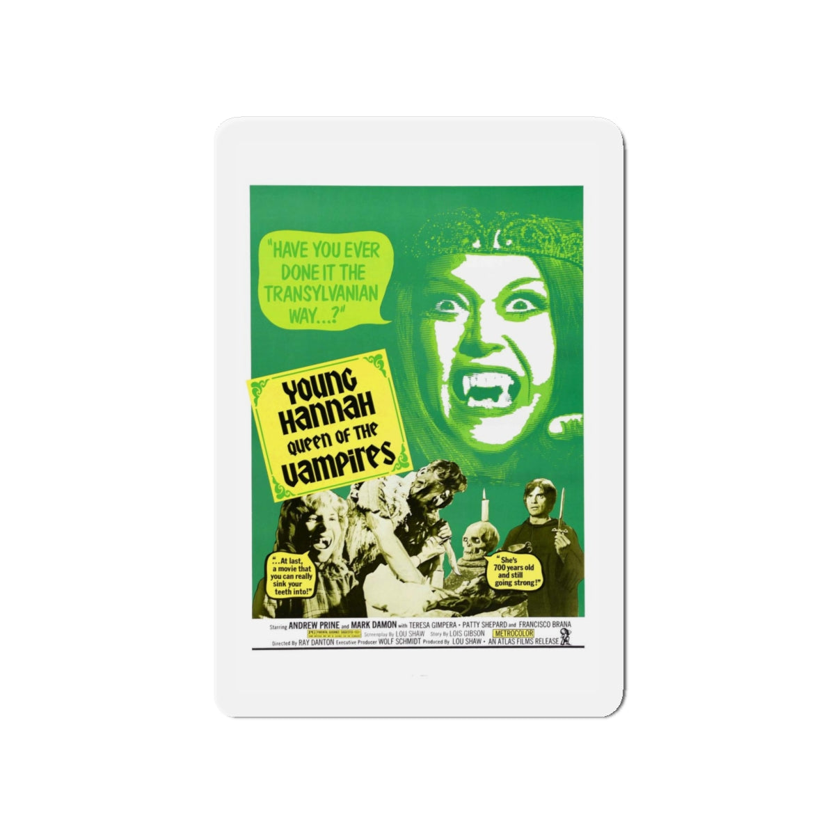 YOUNG HANNAH QUEEN OF THE VAMPIRES 1973 Movie Poster - Refrigerator Magnet-4" x 4"-The Sticker Space