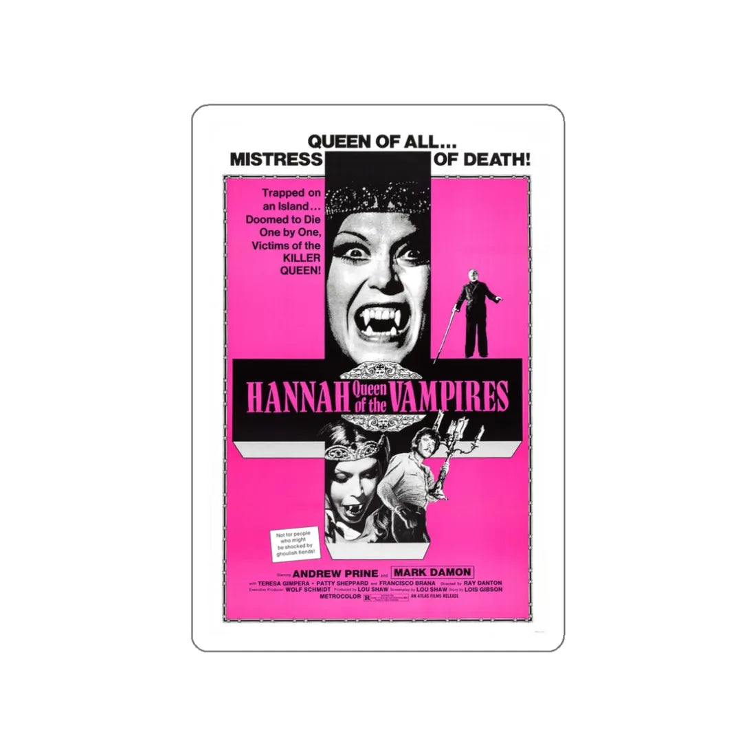 YOUNG HANNAH QUEEN OF THE VAMPIRES (2) 1973 Movie Poster STICKER Vinyl Die-Cut Decal 3 Inch - The Sticker Space