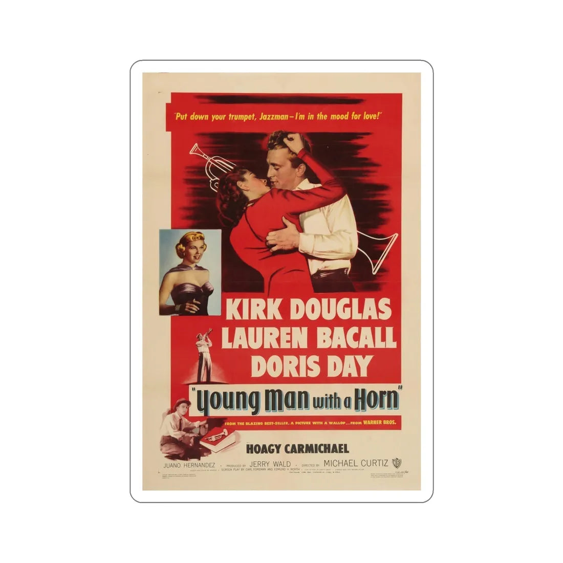 Young Man with a Horn 1950 Movie Poster STICKER Vinyl Die-Cut Decal 4 Inch - The Sticker Space