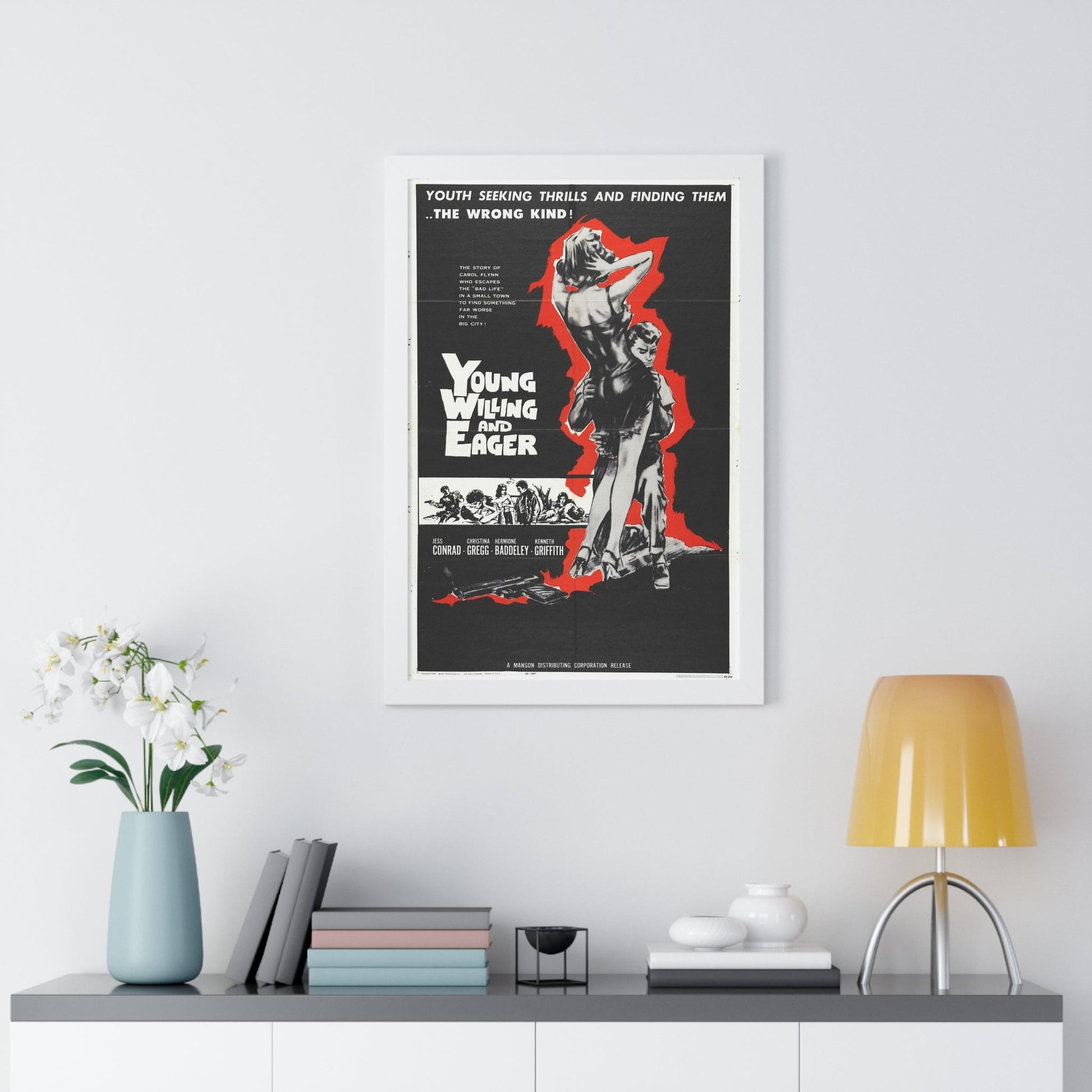 YOUNG WILLING AND EAGER 1961 - Framed Movie Poster-The Sticker Space