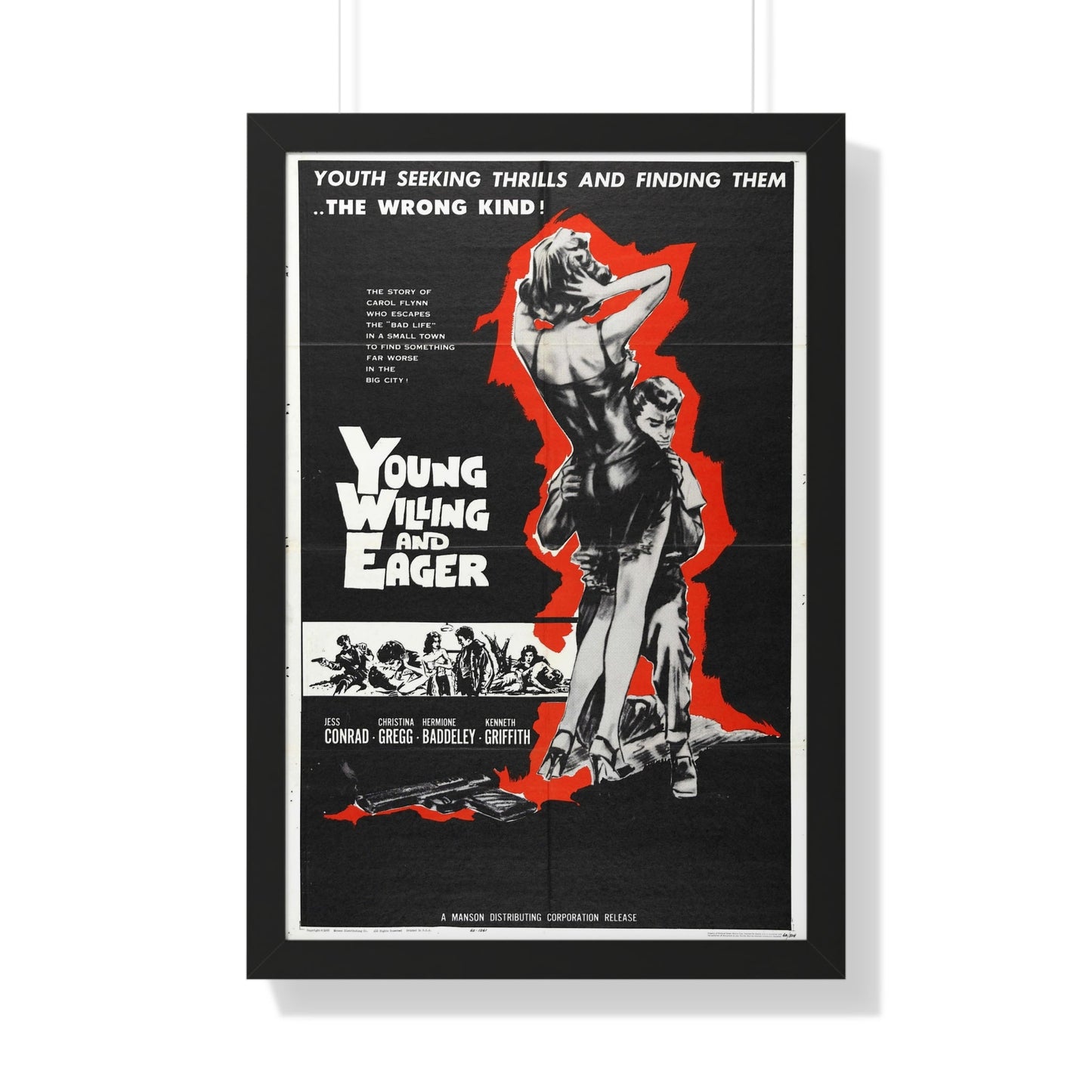 YOUNG WILLING AND EAGER 1961 - Framed Movie Poster-20" x 30"-The Sticker Space