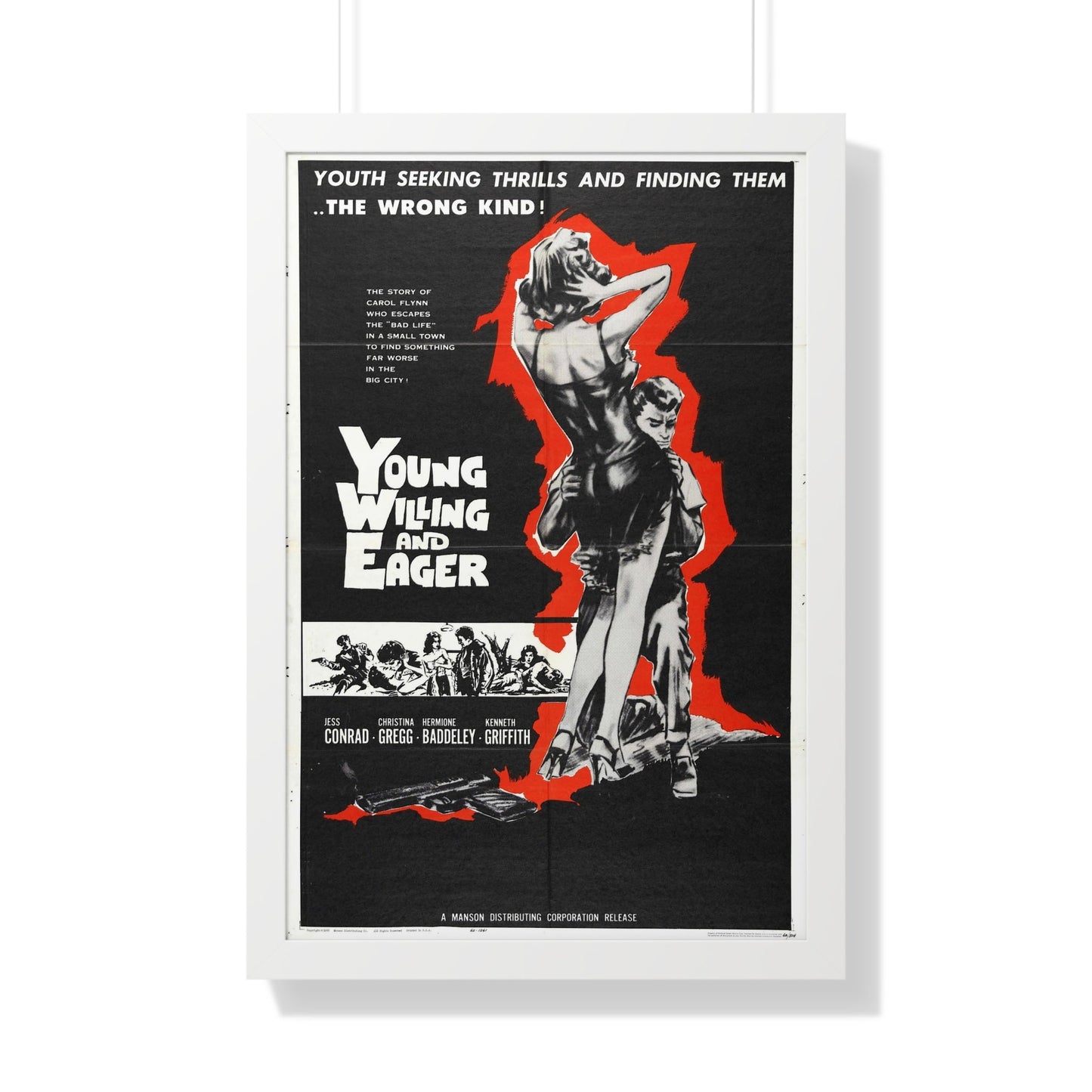 YOUNG WILLING AND EAGER 1961 - Framed Movie Poster-20" x 30"-The Sticker Space