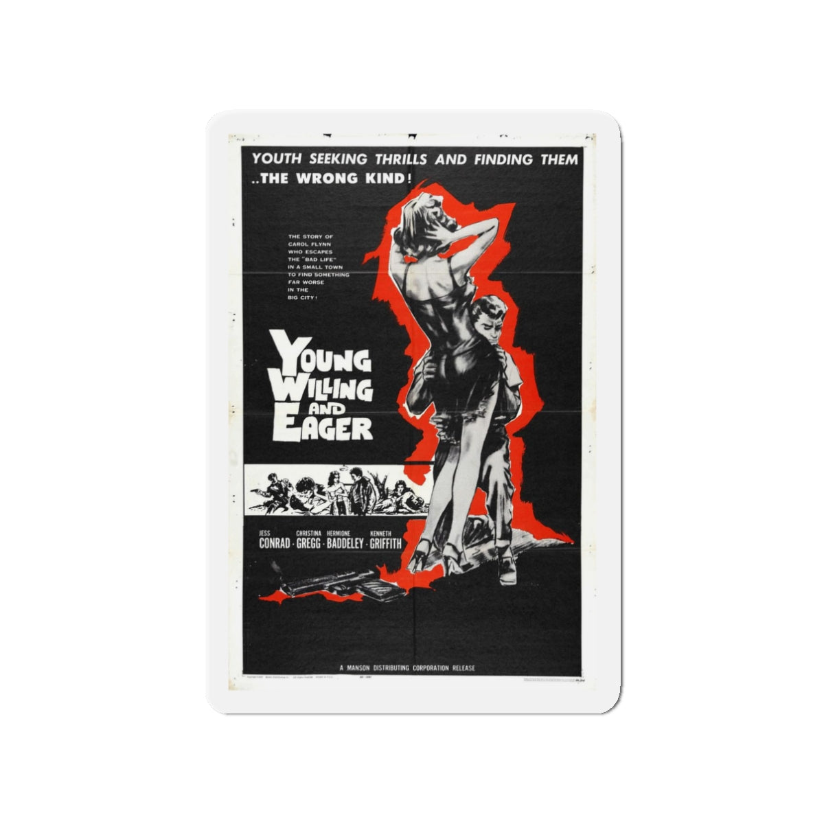 YOUNG WILLING AND EAGER 1961 Movie Poster - Refrigerator Magnet-3" x 3"-The Sticker Space