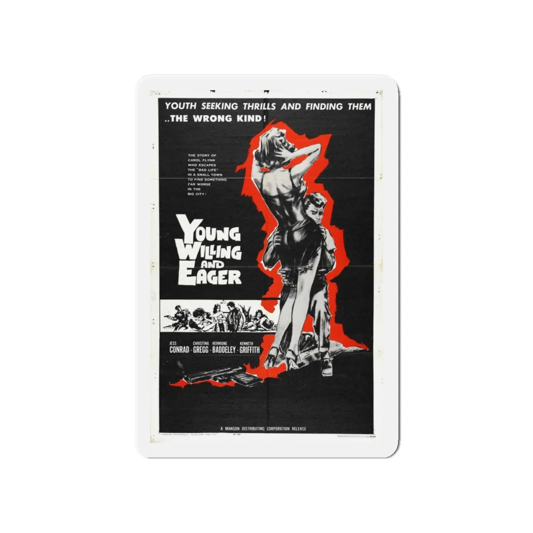 YOUNG WILLING AND EAGER 1961 Movie Poster - Refrigerator Magnet 4 Inch - The Sticker Space