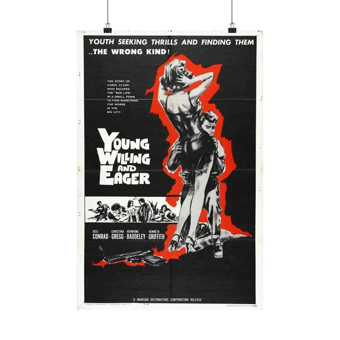 YOUNG WILLING AND EAGER 1961 - Paper Movie Poster 16″ x 24″ Matte - The Sticker Space