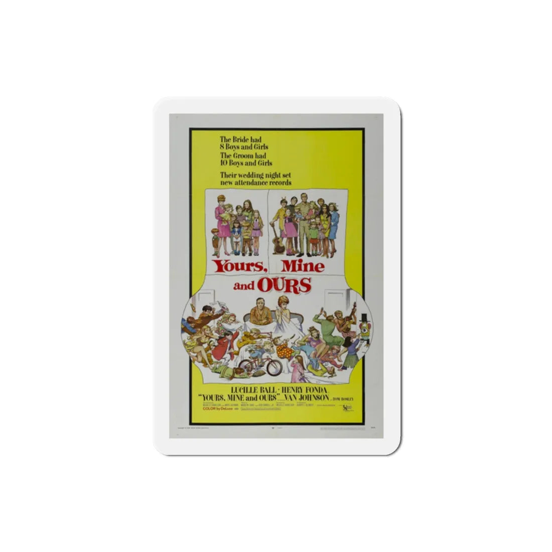 Yours Mine and Ours 1968 Movie Poster Refrigerator Magnet 2 Inch - The Sticker Space
