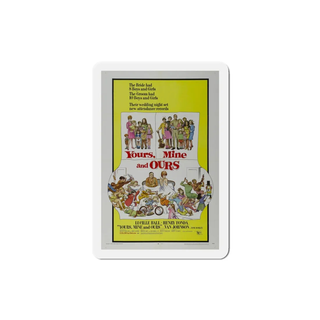 Yours Mine and Ours 1968 Movie Poster Refrigerator Magnet 3 Inch - The Sticker Space