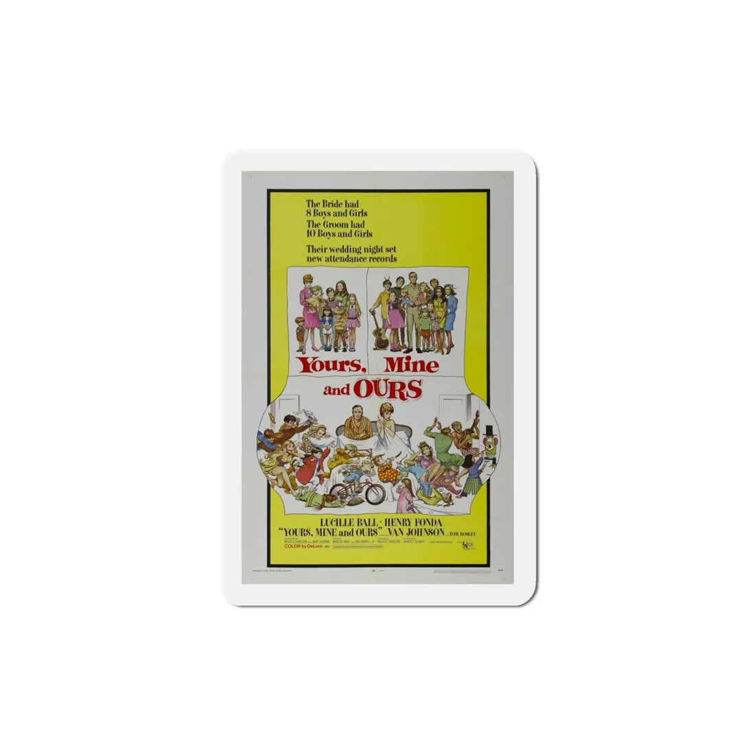 Yours Mine and Ours 1968 Movie Poster Refrigerator Magnet 4 Inch - The Sticker Space