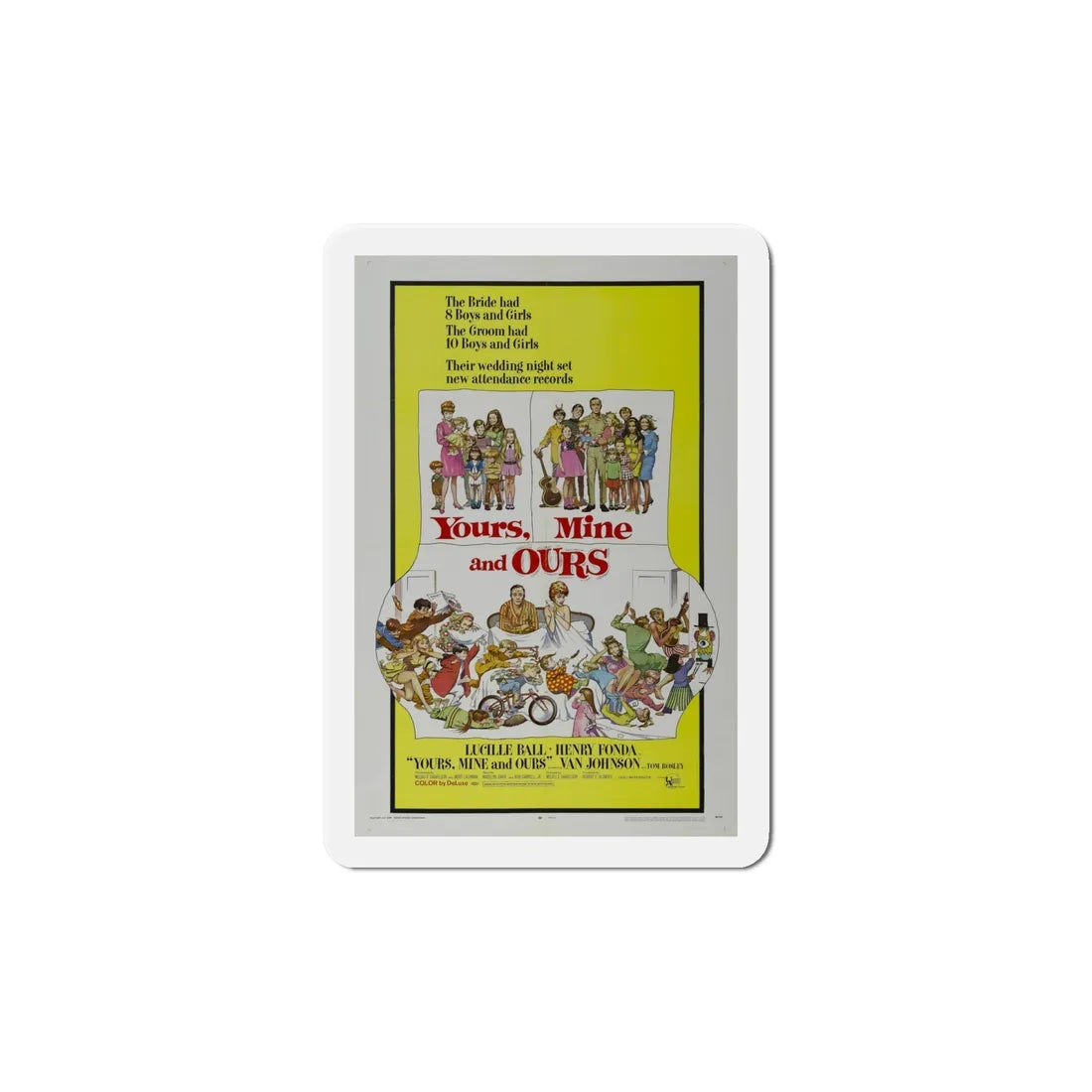Yours Mine and Ours 1968 Movie Poster Refrigerator Magnet 6 Inch - The Sticker Space