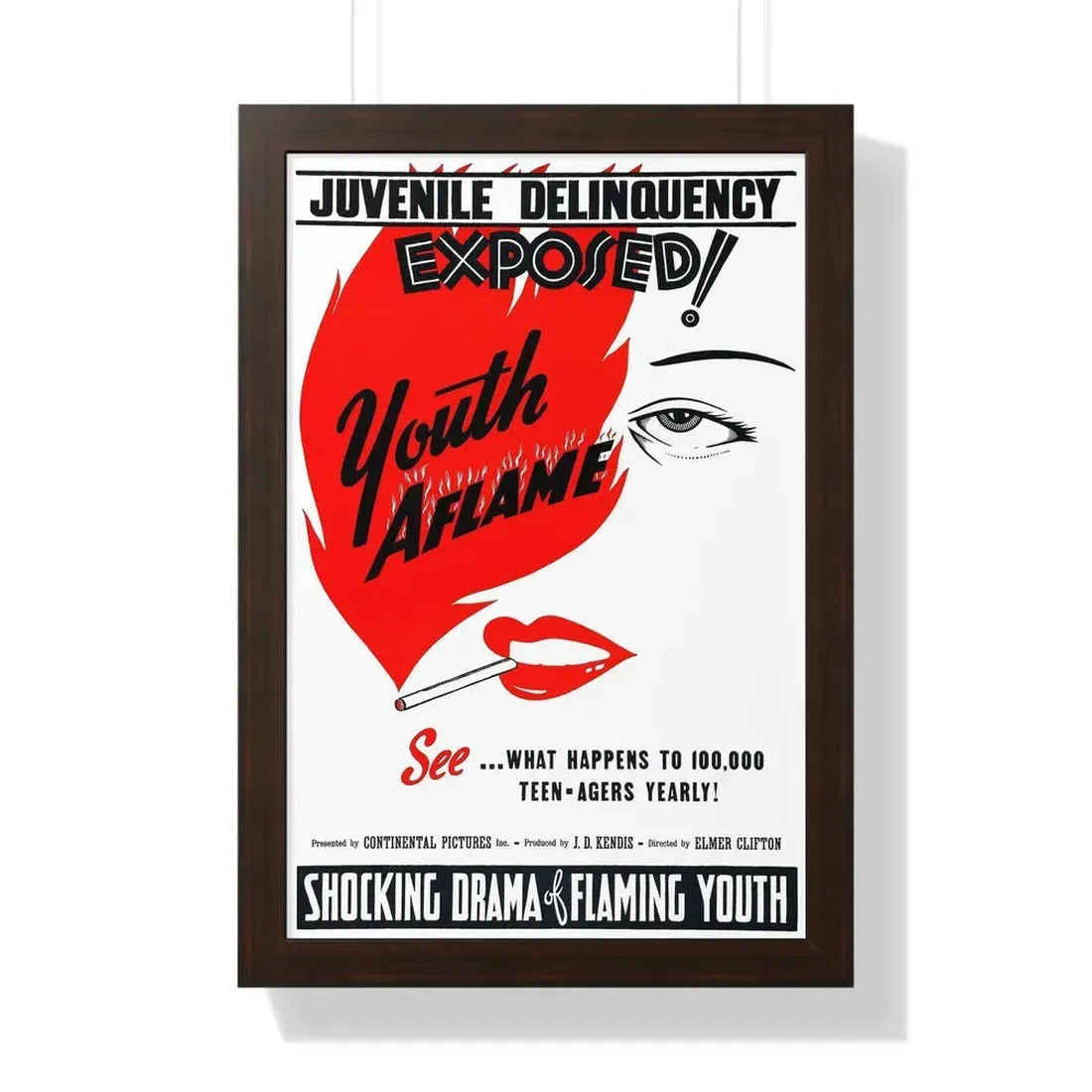 YOUTH AFLAME 1944 - Framed Movie Poster 16″ x 24″ Walnut - The Sticker Space