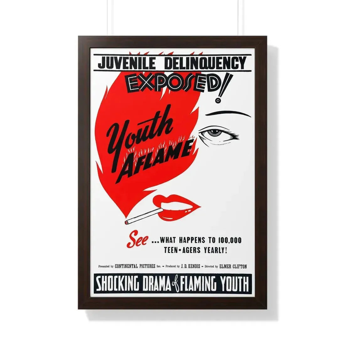 YOUTH AFLAME 1944 - Framed Movie Poster 20" x 30" Walnut - The Sticker Space