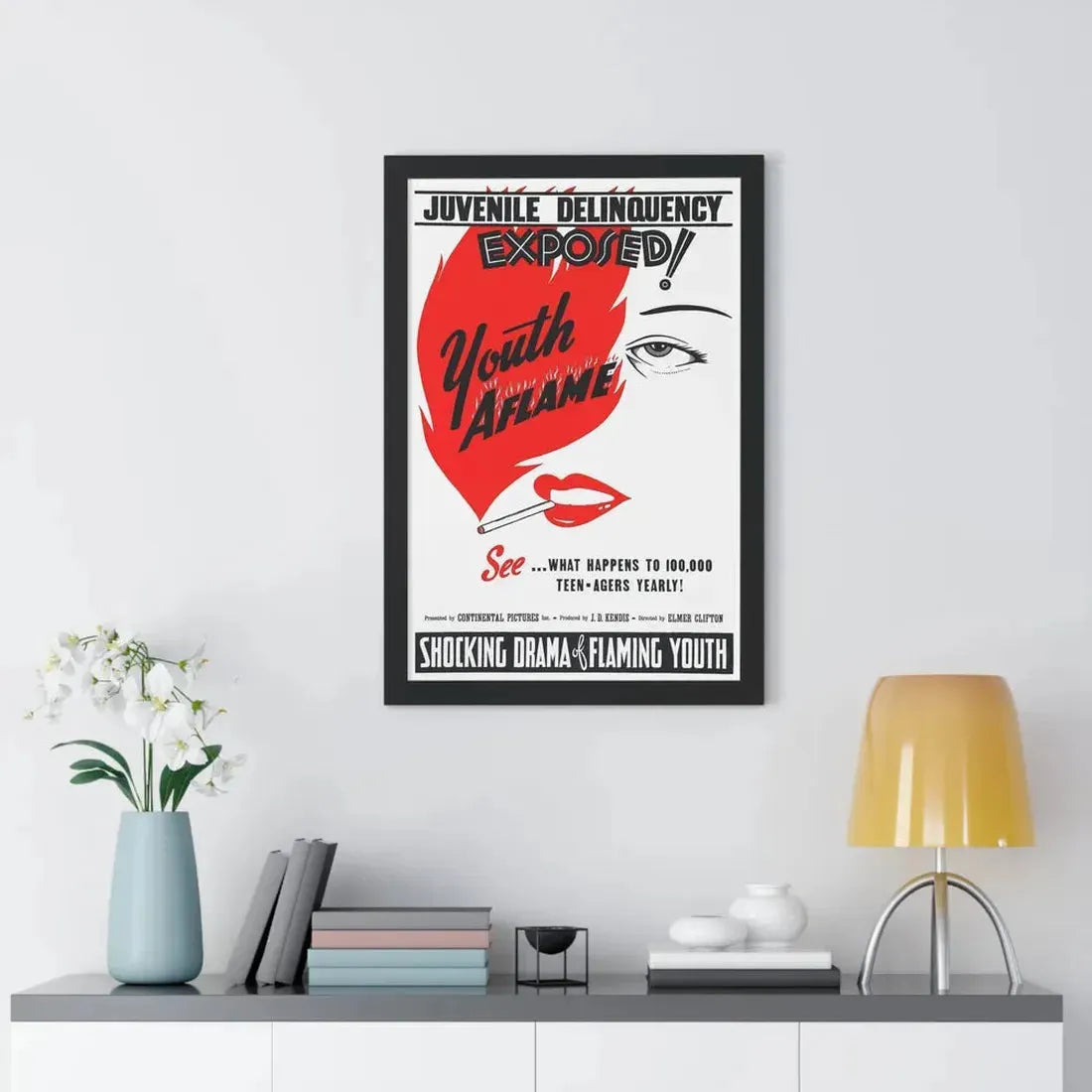 YOUTH AFLAME 1944 - Framed Movie Poster - The Sticker Space