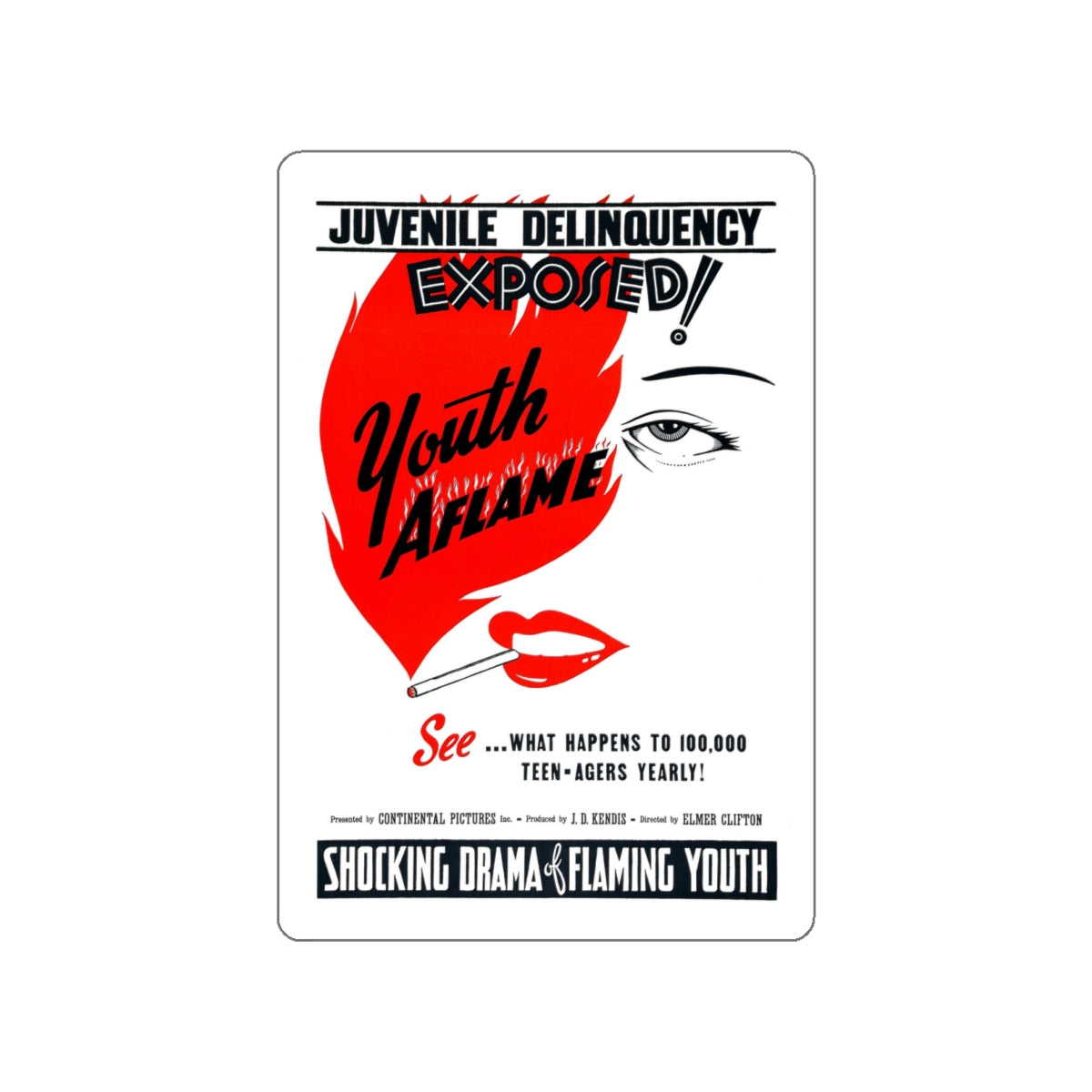 YOUTH AFLAME 1944 Movie Poster STICKER Vinyl Die-Cut Decal-White-The Sticker Space