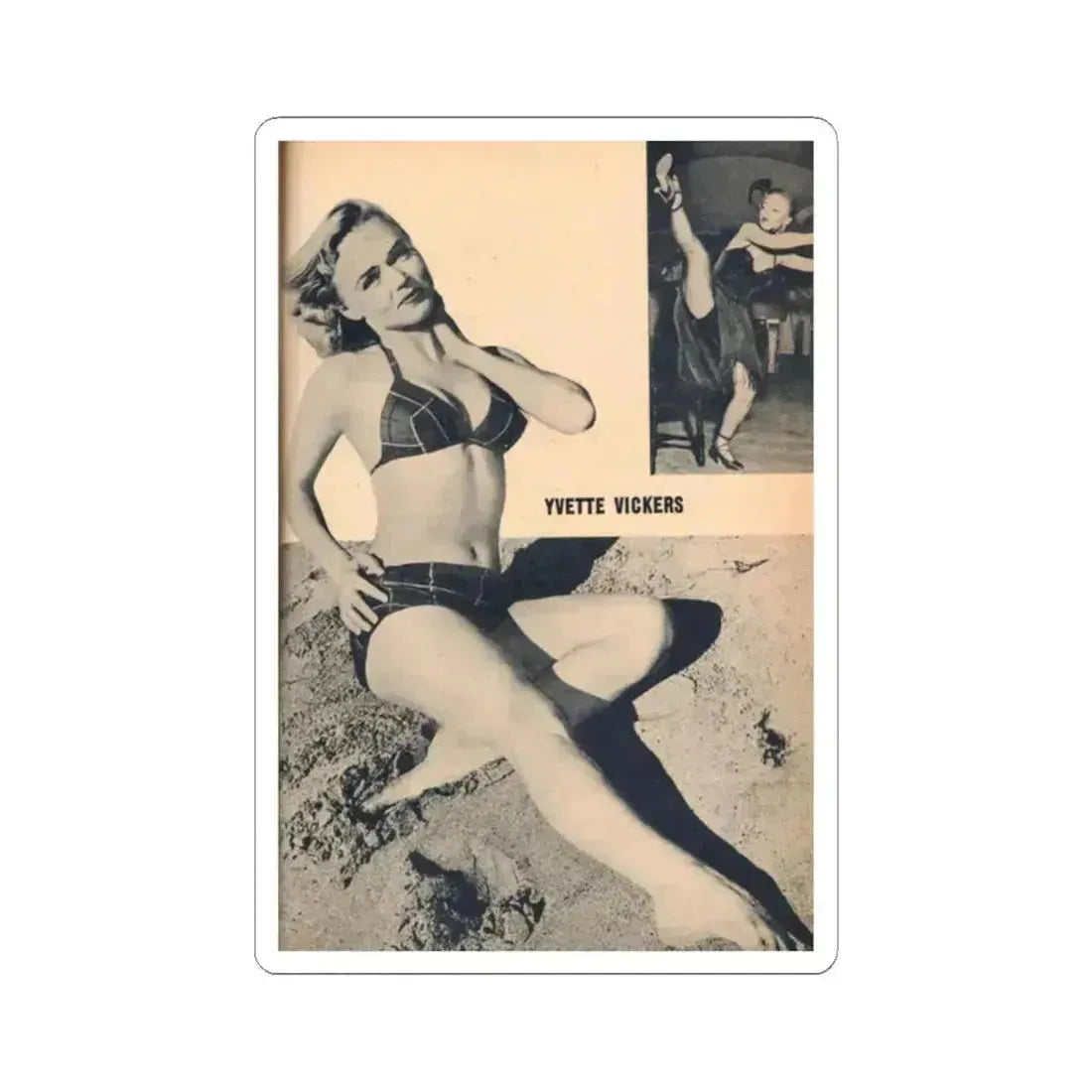 Yvette Vickers #116 - [Pages 65] Pages 1 of 1 with, only 1 Large Full Body B&W Pin-Up Photo of her from BRIEF Digest Mag. Jan. '55 (Vintage Female Icon) STICKER Vinyl Kiss-Cut Decal 2 Inch White - The Sticker Space