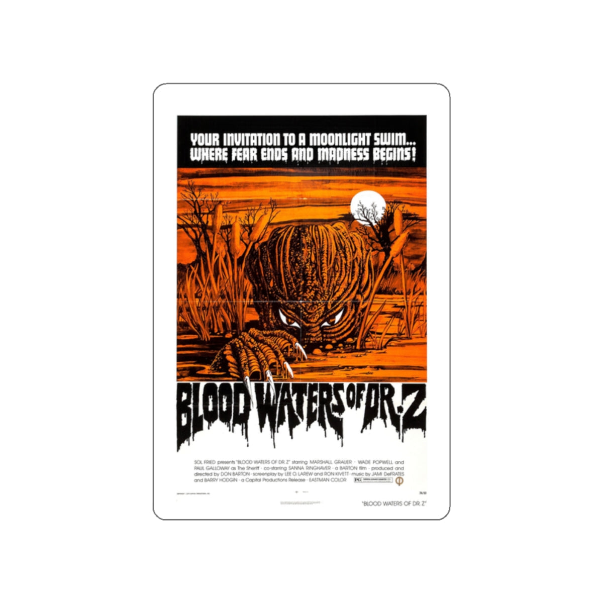 ZAAT (BLOODWATERS OF DR.Z) 1971 Movie Poster STICKER Vinyl Die-Cut Decal-White-The Sticker Space