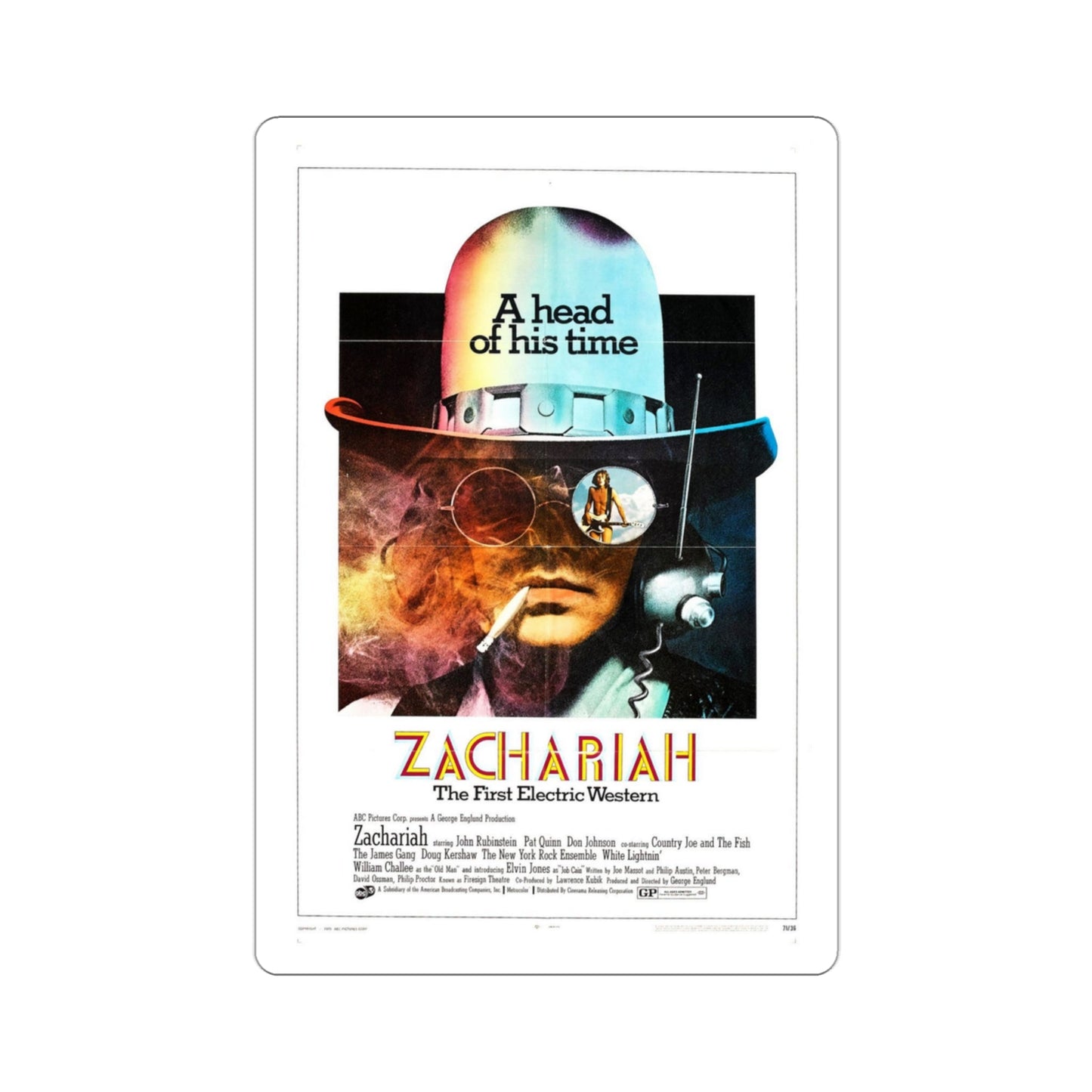 Zachariah 1971 Movie Poster STICKER Vinyl Die-Cut Decal-3 Inch-The Sticker Space