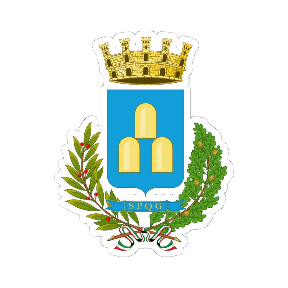 Zagarolo-Stemma (Italy) (Coat of Arms) STICKER Vinyl Kiss-Cut Decal 6 Inch White - The Sticker Space