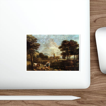 ZAIS, Giuseppe - Landscape with Shepherds and Fishermen (Artwork) STICKER Vinyl Die-Cut Decal-The Sticker Space