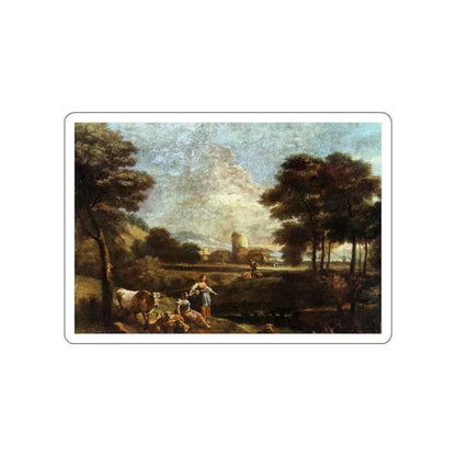 ZAIS, Giuseppe - Landscape with Shepherds and Fishermen (Artwork) STICKER Vinyl Die-Cut Decal White Die-Cut 4 Inch - The Sticker Space