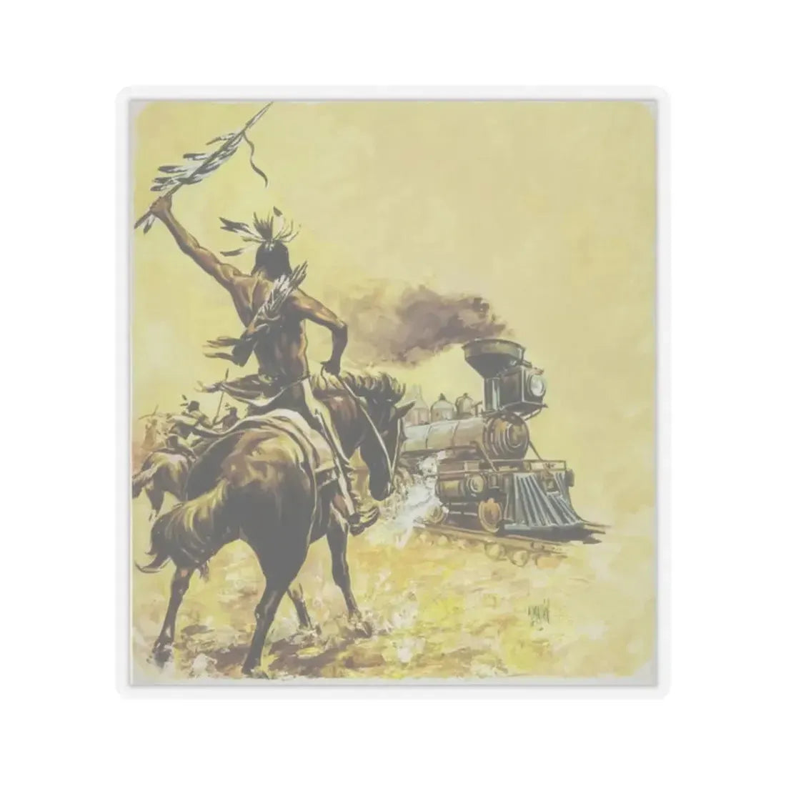 Zane Grey - El caballo de hierro (Native Americans in Art) STICKER Vinyl Kiss-Cut Decal 2 Inch Transparent - The Sticker Space