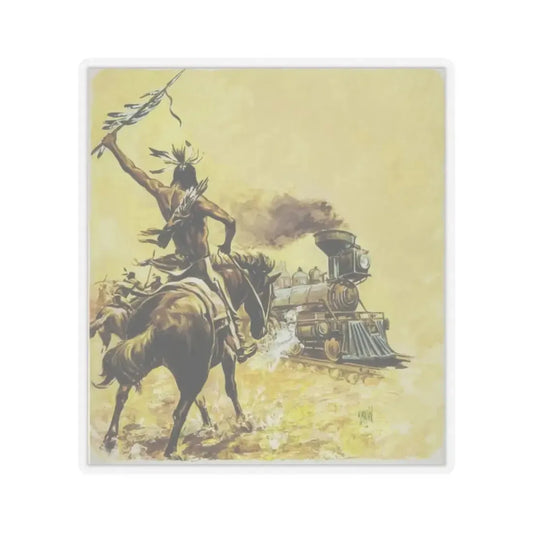 Zane Grey - El caballo de hierro (Native Americans in Art) STICKER Vinyl Kiss-Cut Decal 2 Inch Transparent - The Sticker Space
