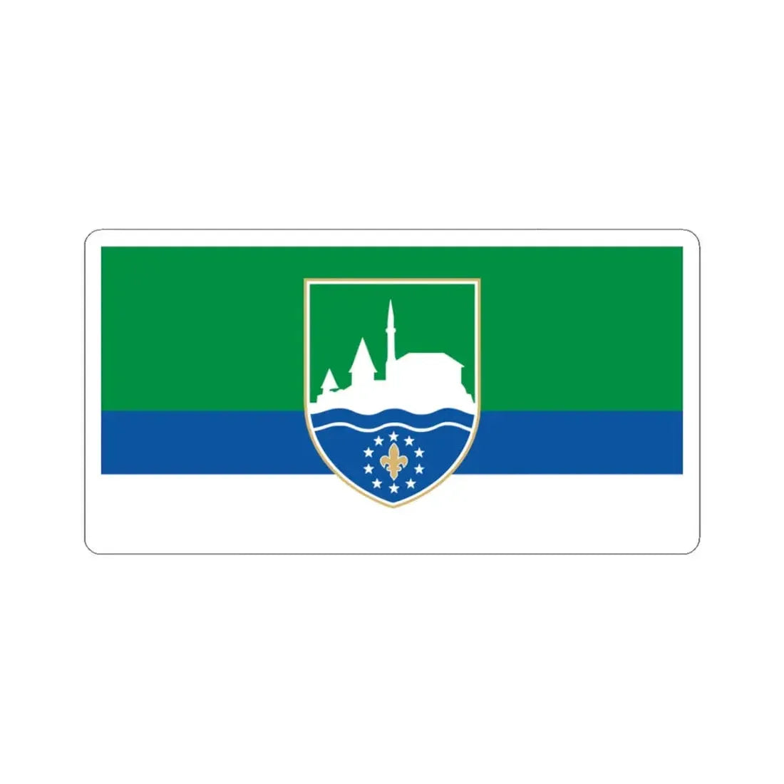 Zastava Cazina (Bosnia and Herzegovina) STICKER Vinyl Kiss-Cut Decal 3 Inch White - The Sticker Space