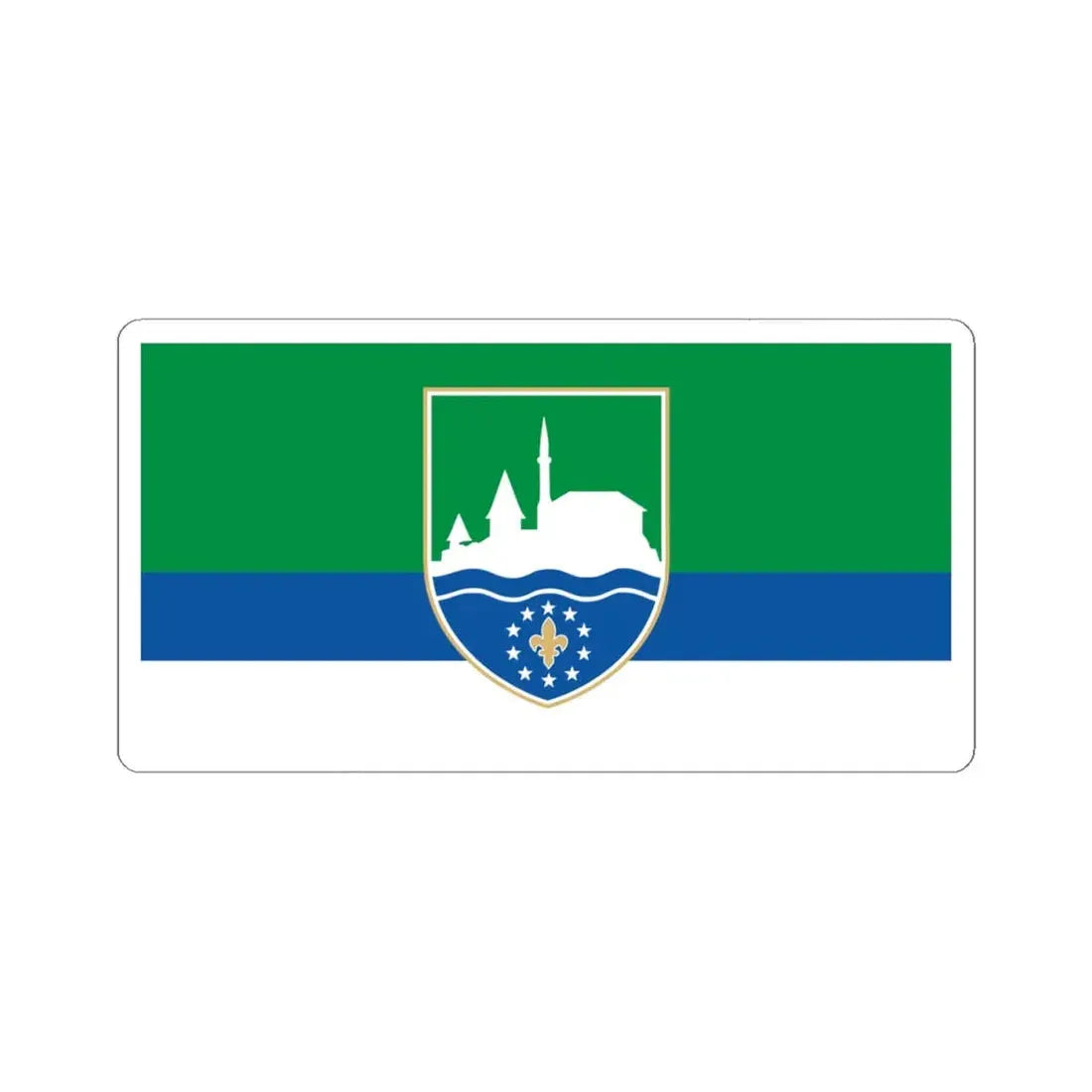 Zastava Cazina (Bosnia and Herzegovina) STICKER Vinyl Kiss-Cut Decal 4 Inch White - The Sticker Space