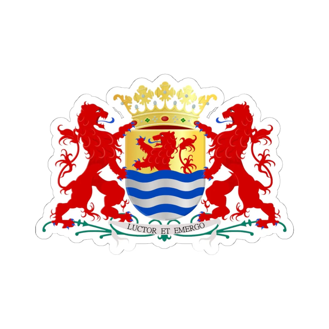 Zeeland wapen (Netherlands) (Coat of Arms) STICKER Vinyl Kiss-Cut Decal 6 Inch White - The Sticker Space
