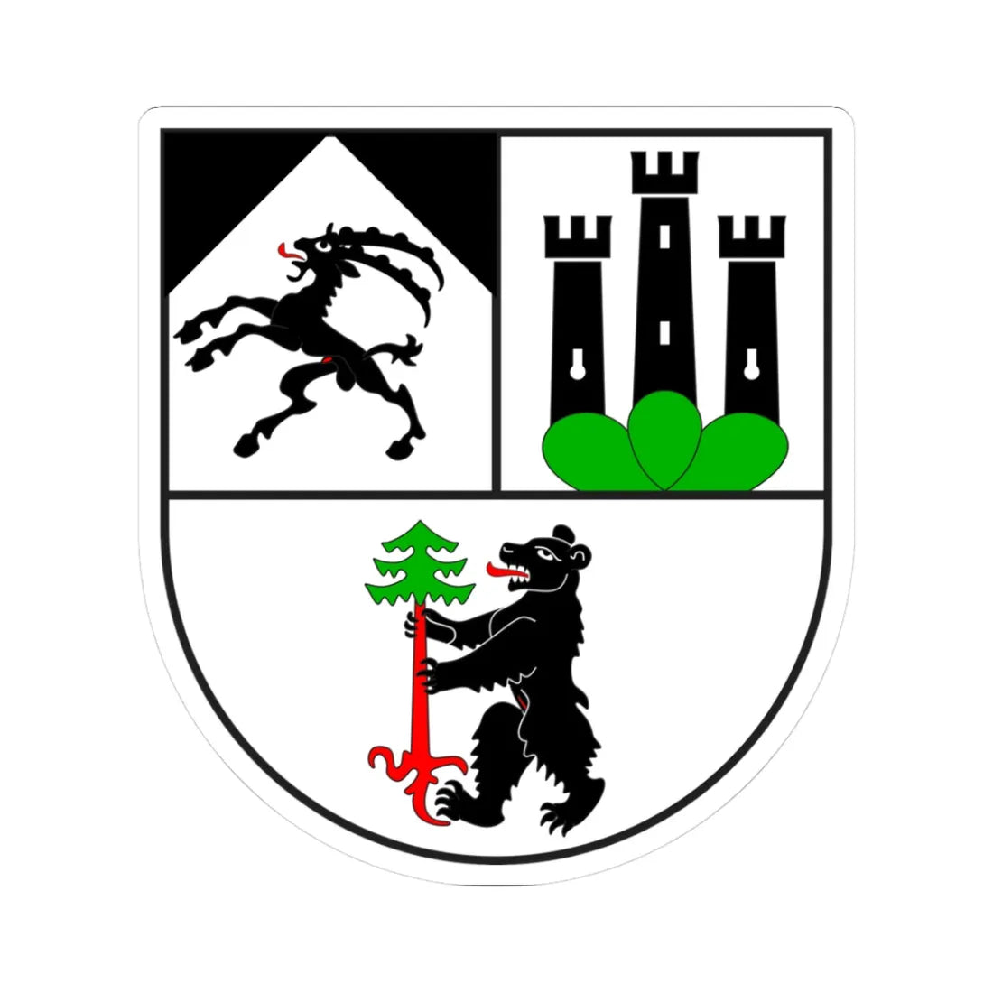 Zernez Wappen neu (Switzerland) (Coat of Arms) STICKER Vinyl Kiss-Cut Decal 3 Inch White - The Sticker Space