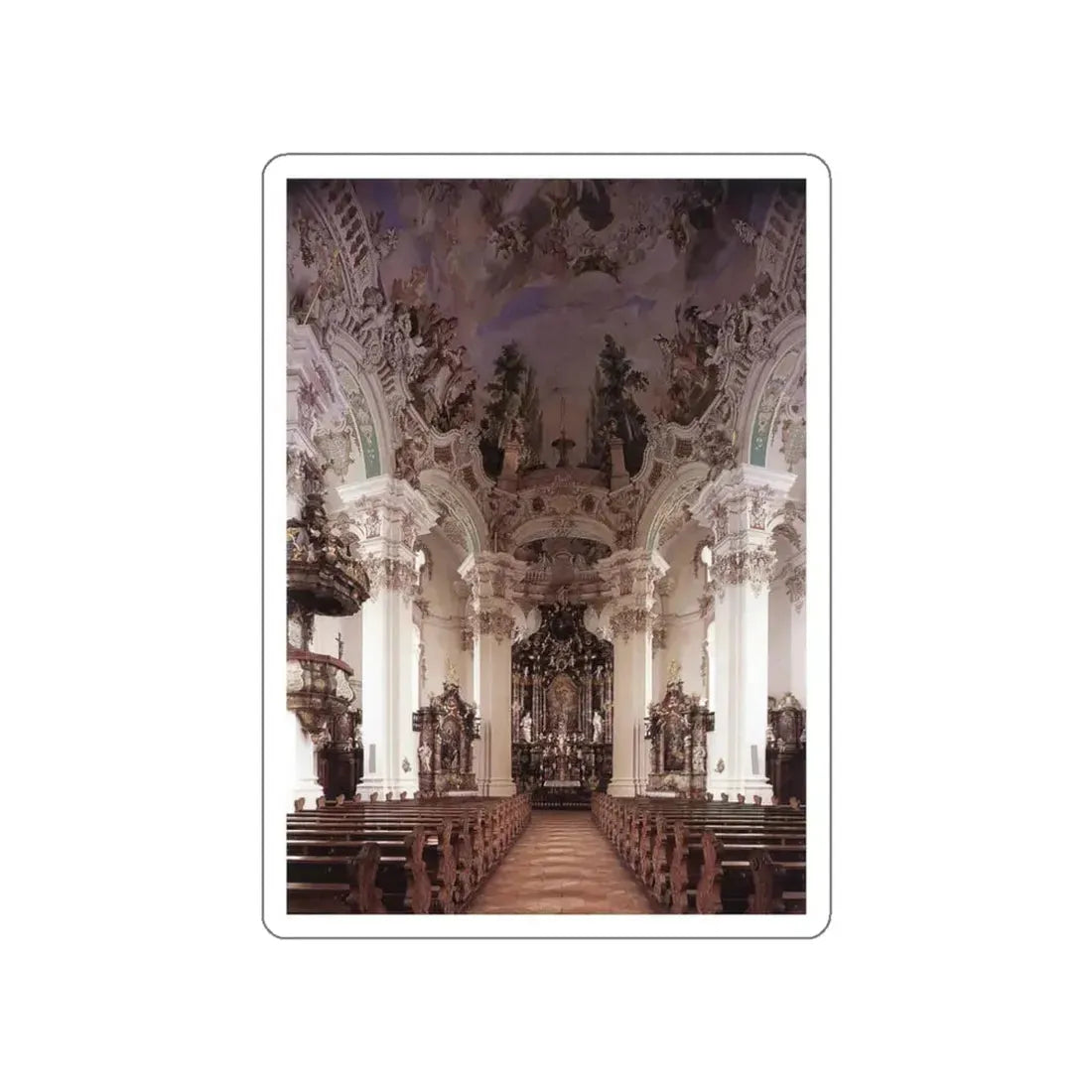 ZIMMERMANN, Johann Baptist - Interior with ceiling fresco (Artwork) STICKER Vinyl Die-Cut Decal White Die-Cut 3 Inch - The Sticker Space