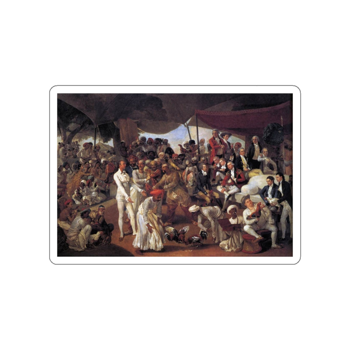 ZOFFANY, Johann - Colonel Mordaunt's Cock Match (Artwork) STICKER Vinyl Die-Cut Decal-White-The Sticker Space