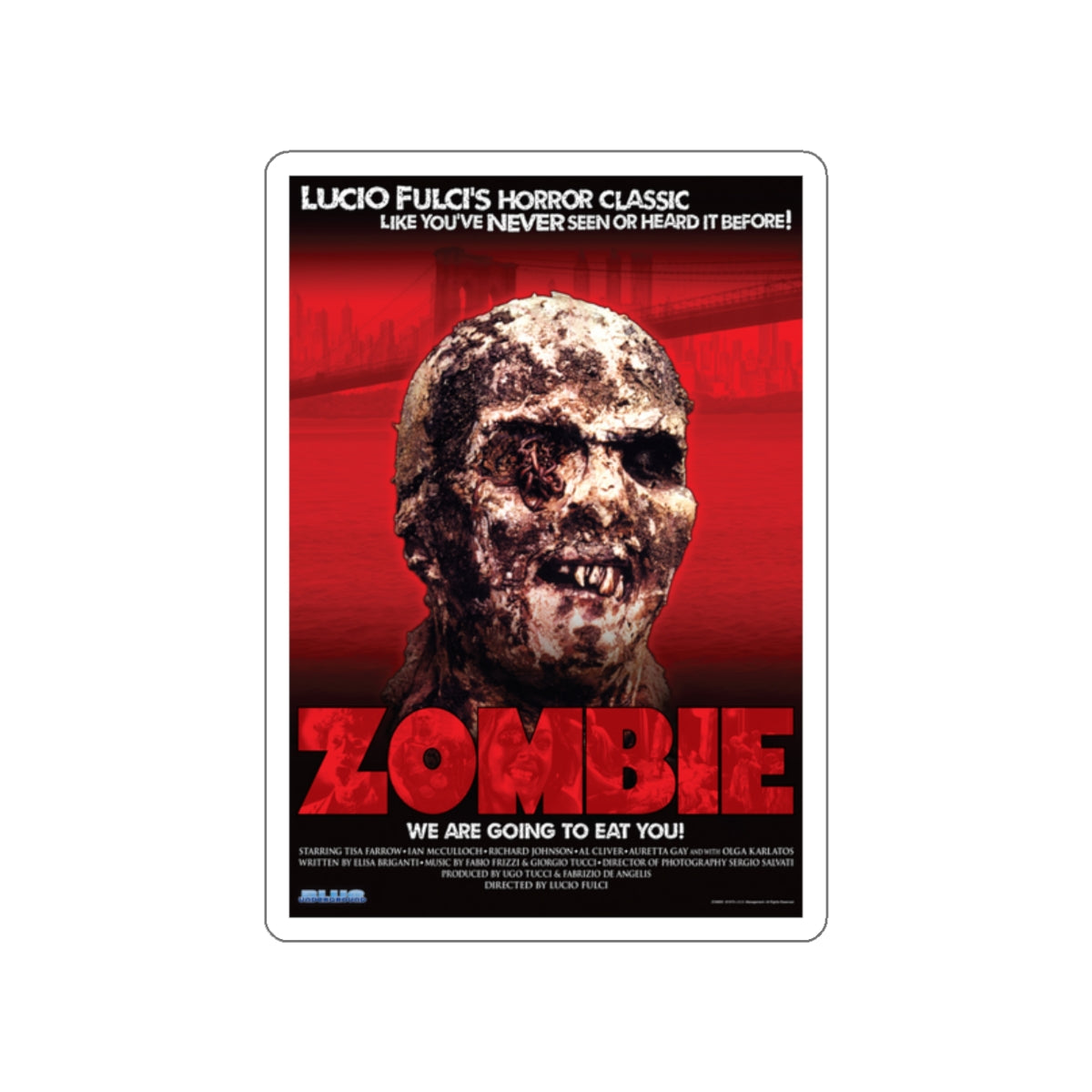 ZOMBI 2 (BLU-RAY RELEASE) 1979 Movie Poster STICKER Vinyl Die-Cut Decal-White-The Sticker Space