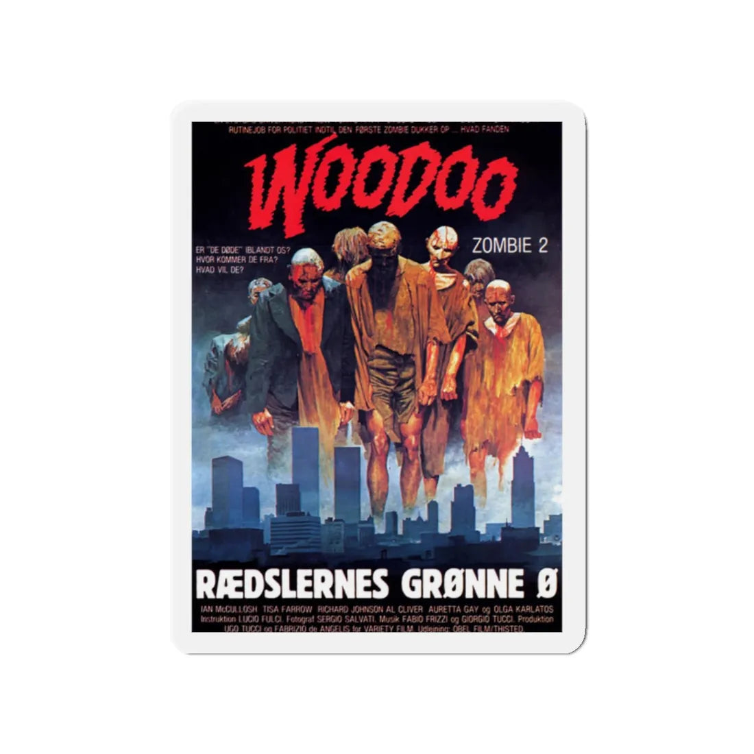ZOMBI 2 (DANISH) 1979 Movie Poster - Refrigerator Magnet 2 Inch - The Sticker Space