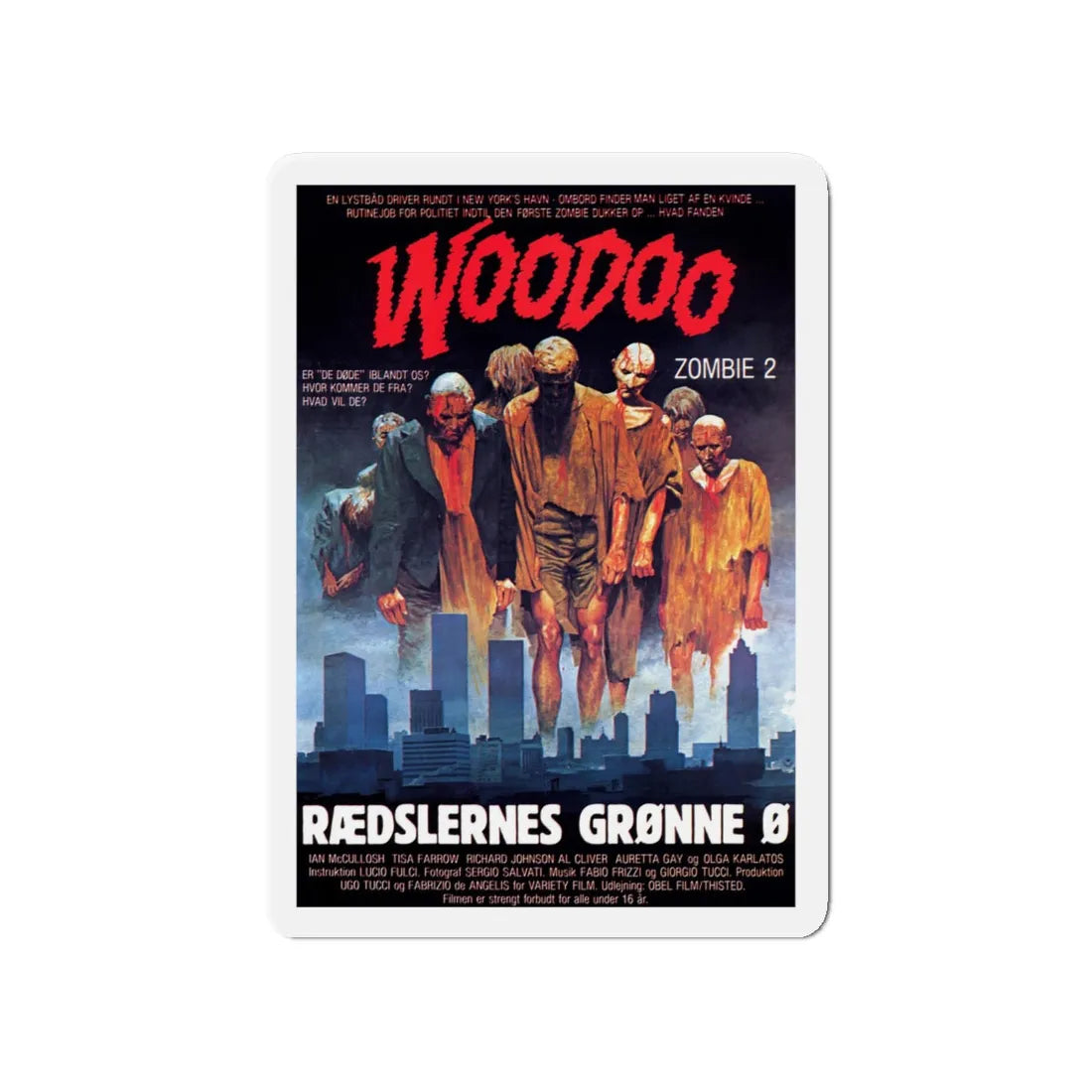 ZOMBI 2 (DANISH) 1979 Movie Poster - Refrigerator Magnet 4 Inch - The Sticker Space