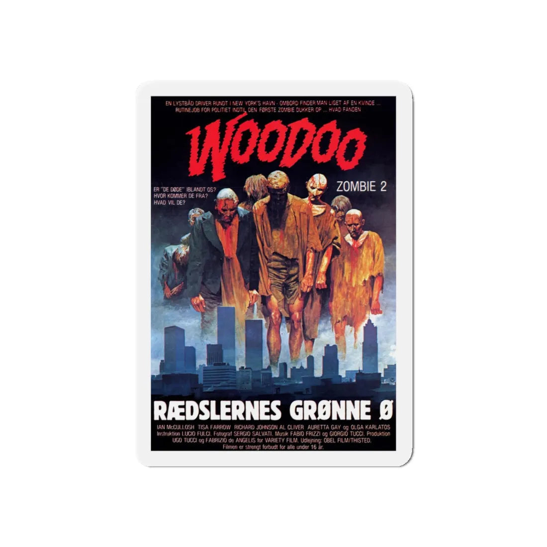 ZOMBI 2 (DANISH) 1979 Movie Poster - Refrigerator Magnet 5 Inch - The Sticker Space