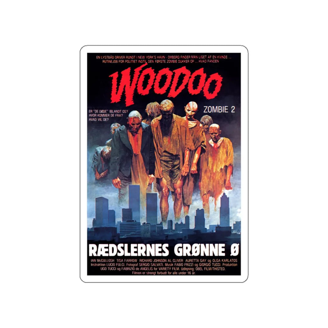 ZOMBI 2 (DANISH) 1979 Movie Poster STICKER Vinyl Die-Cut Decal 4 Inch - The Sticker Space