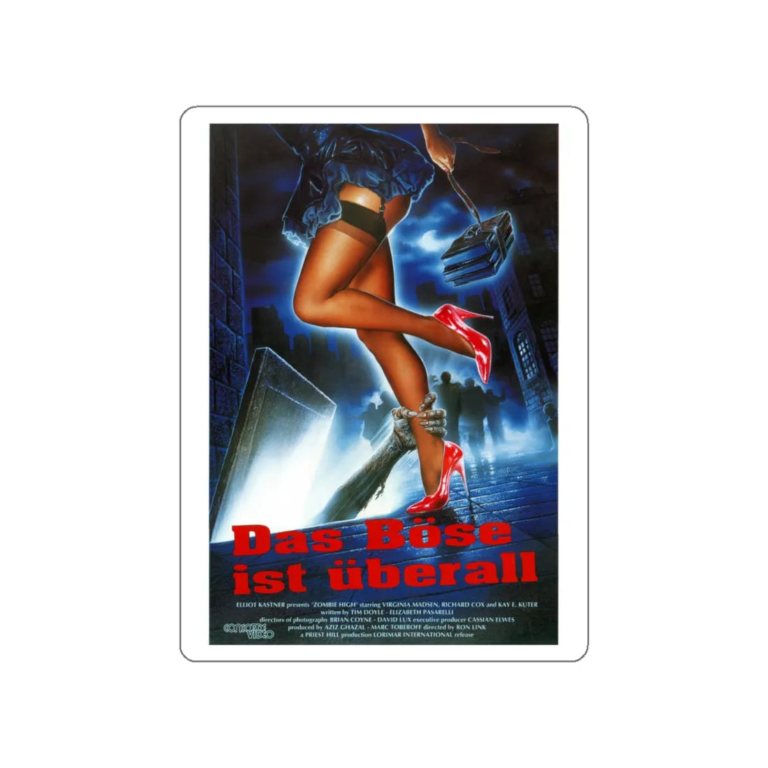 ZOMBIE HIGH (GERMAN) 1987 Movie Poster STICKER Vinyl Die-Cut Decal 6 Inch - The Sticker Space