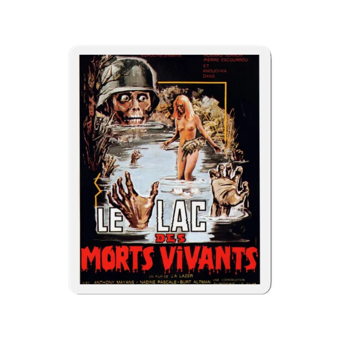 ZOMBIE LAKE 1981 Movie Poster - Refrigerator Magnet 2 Inch - The Sticker Space