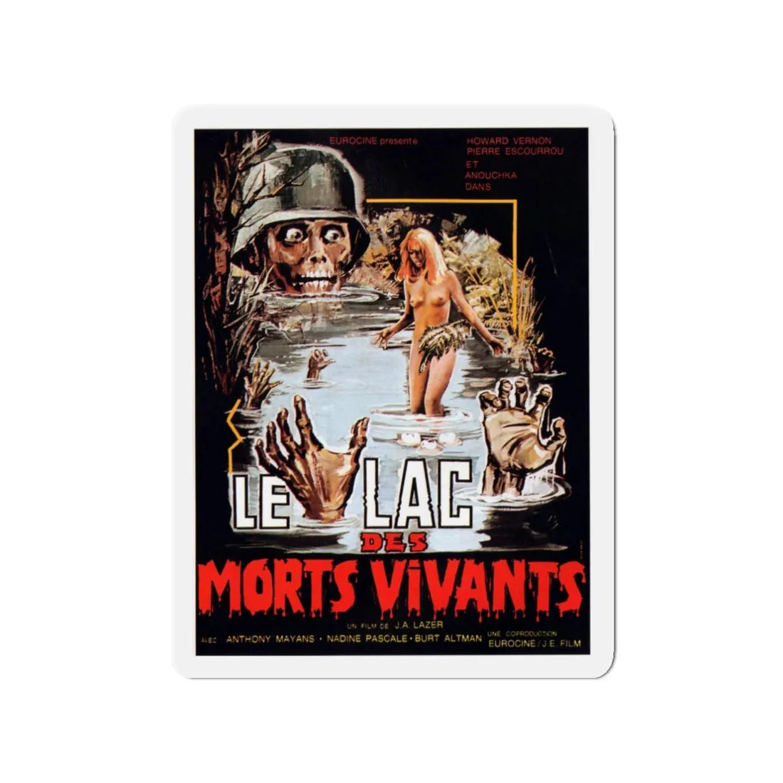 ZOMBIE LAKE 1981 Movie Poster - Refrigerator Magnet 3 Inch - The Sticker Space