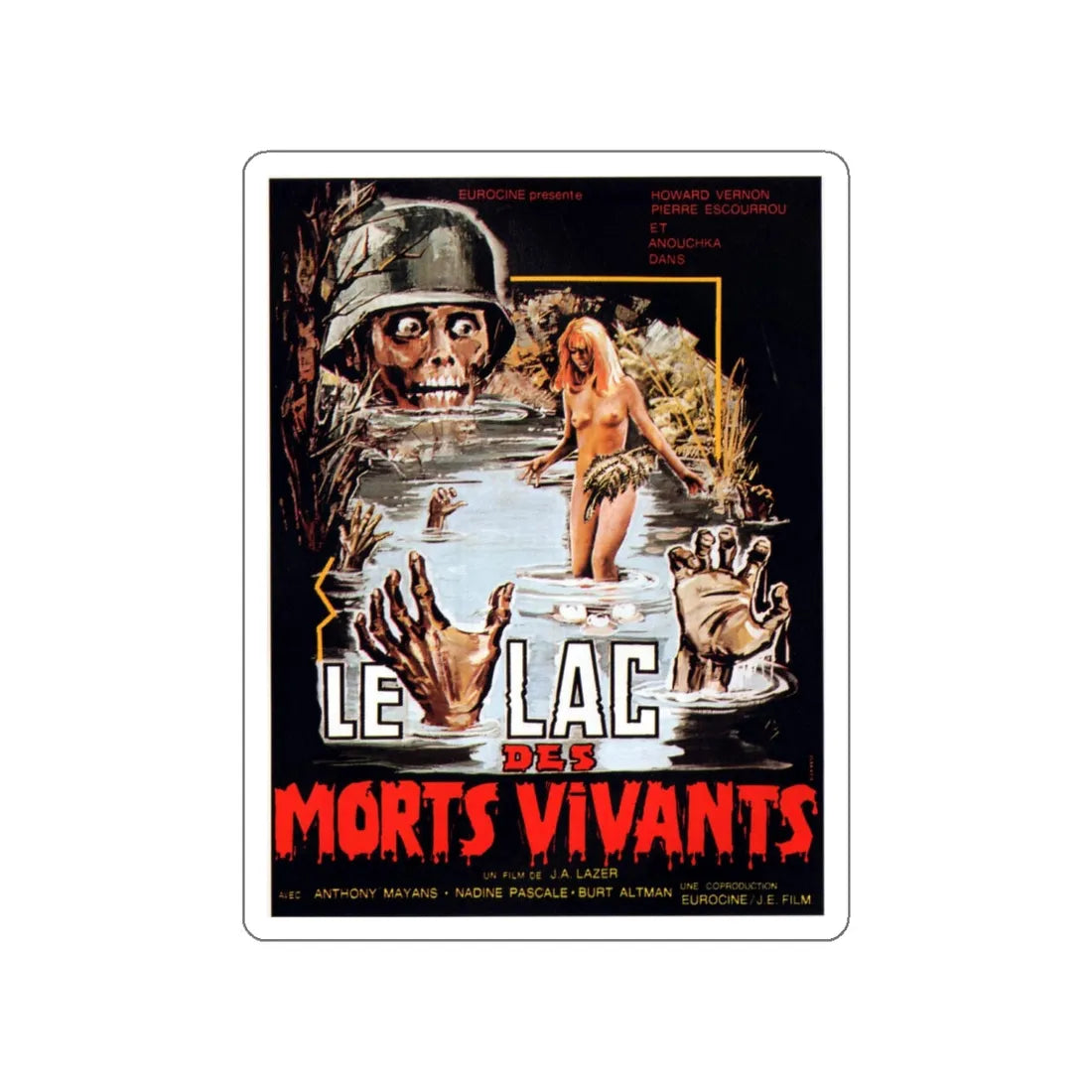 ZOMBIE LAKE 1981 Movie Poster STICKER Vinyl Die-Cut Decal 5 Inch - The Sticker Space