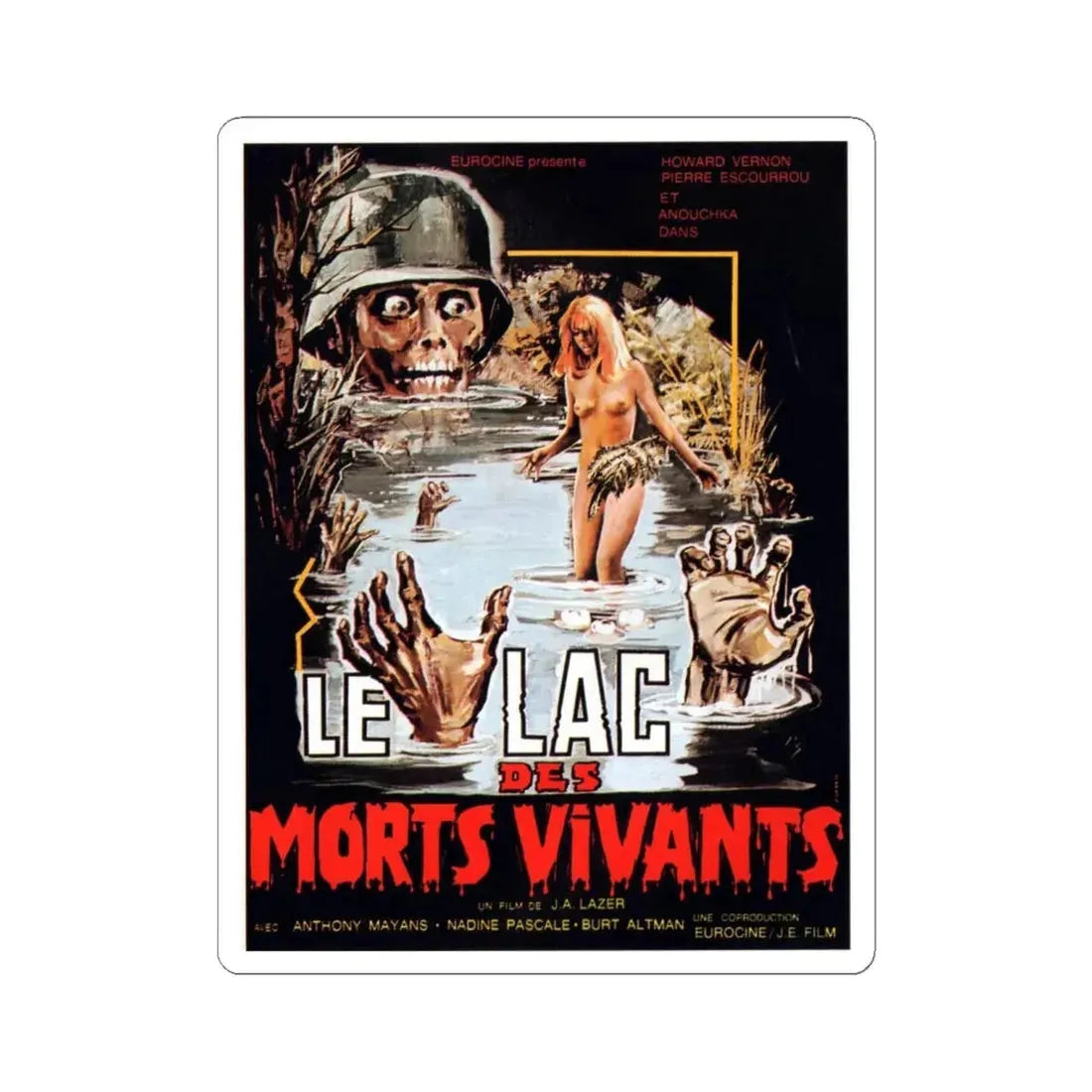 ZOMBIE LAKE 1981 Movie Poster - STICKER Vinyl Kiss-Cut Decal 6 Inch White - The Sticker Space