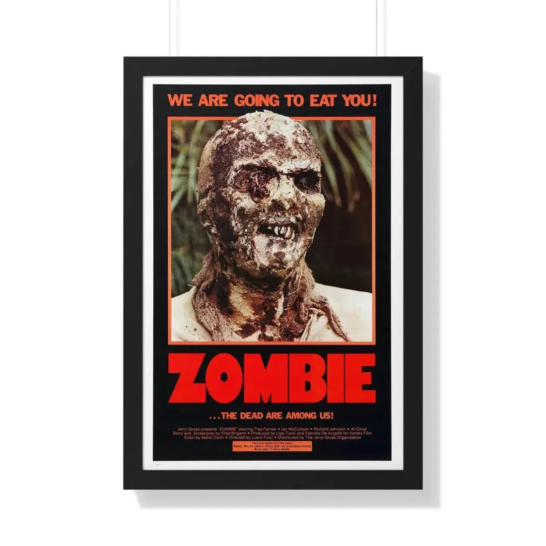 ZOMBIE (ZOMBIE 2,  ZOMBIE FLESHEATERS) 1979 - Framed Movie Poster 20" x 30" Black - The Sticker Space