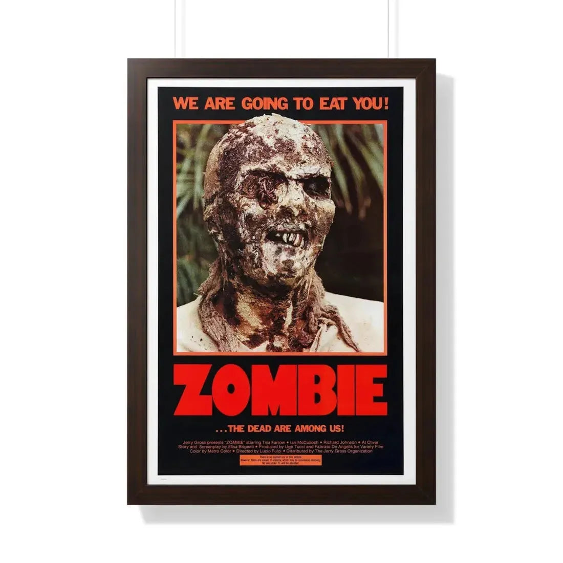 ZOMBIE (ZOMBIE 2,  ZOMBIE FLESHEATERS) 1979 - Framed Movie Poster 20" x 30" Walnut - The Sticker Space