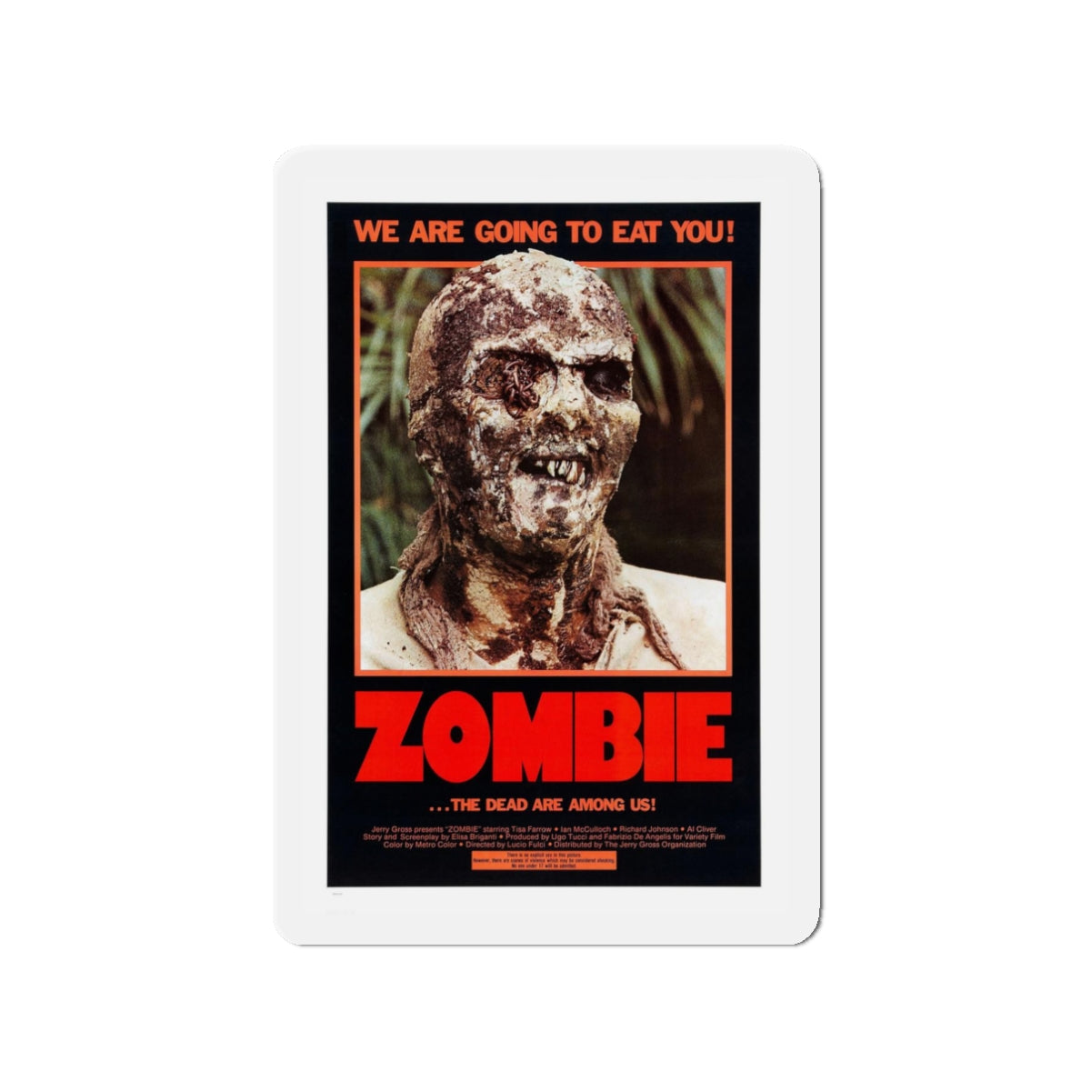 ZOMBIE (ZOMBIE 2, ZOMBIE FLESHEATERS) 1979 Movie Poster - Refrigerator Magnet-3" x 3"-The Sticker Space