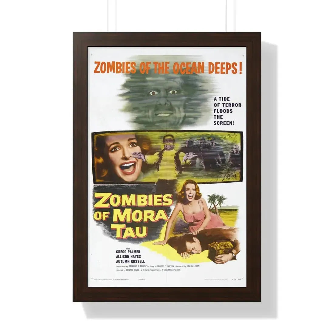 ZOMBIES OF MORA TAU 1957 - Framed Movie Poster 16″ x 24″ Walnut - The Sticker Space