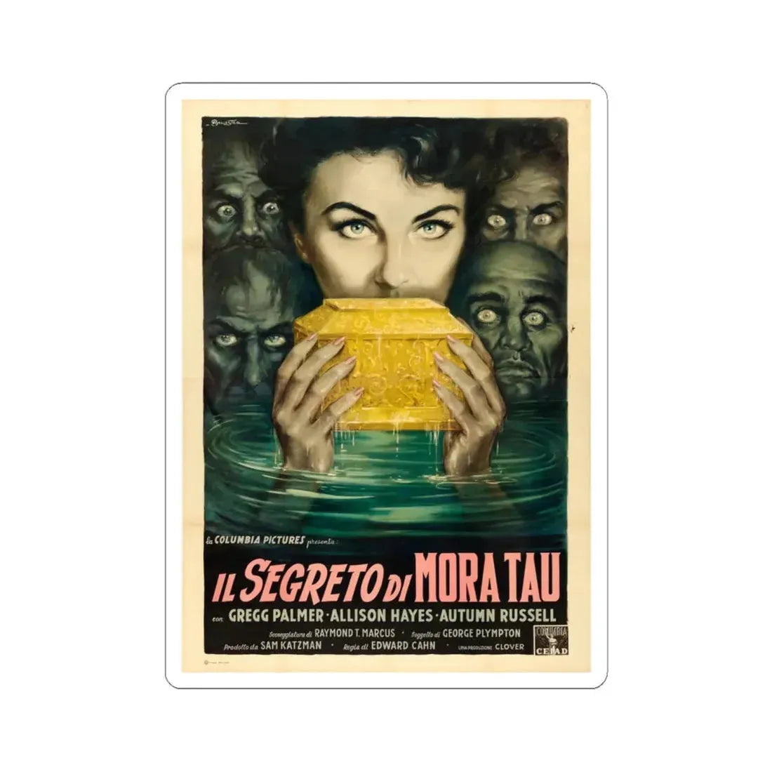 ZOMBIES OF MORA TAU (ITALIAN) 1957 Movie Poster - STICKER Vinyl Kiss-Cut Decal 4 Inch White - The Sticker Space