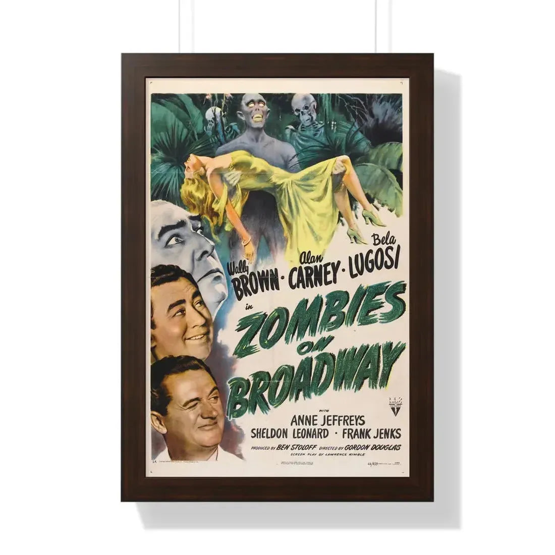 ZOMBIES ON BROADWAY 1945 - Framed Movie Poster 16″ x 24″ Walnut - The Sticker Space