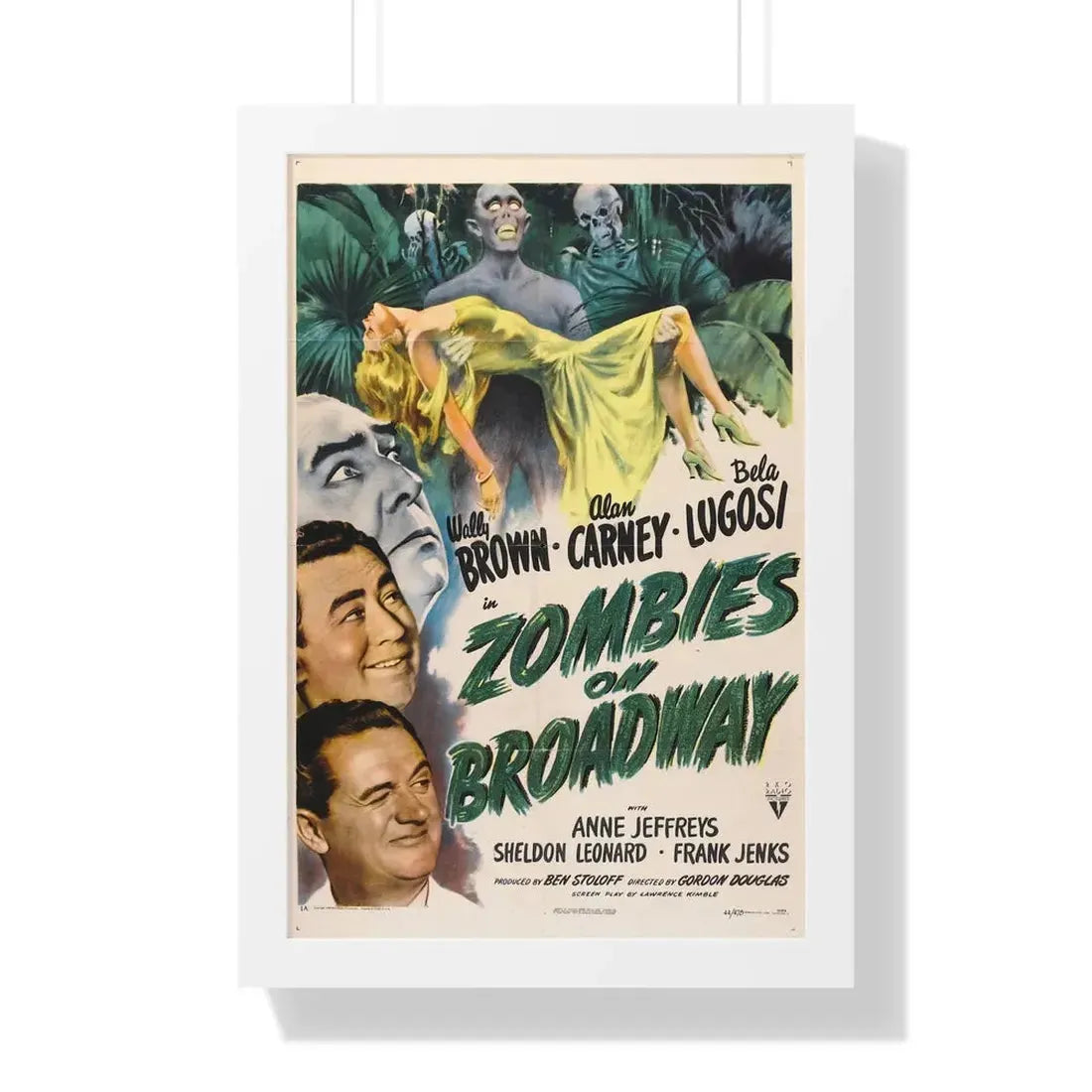 ZOMBIES ON BROADWAY 1945 - Framed Movie Poster 16″ x 24″ White - The Sticker Space